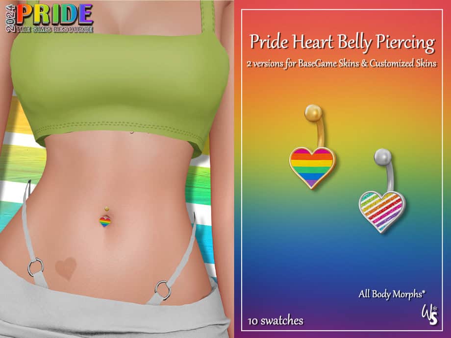 Pride Heart Belly Button Piercing Set