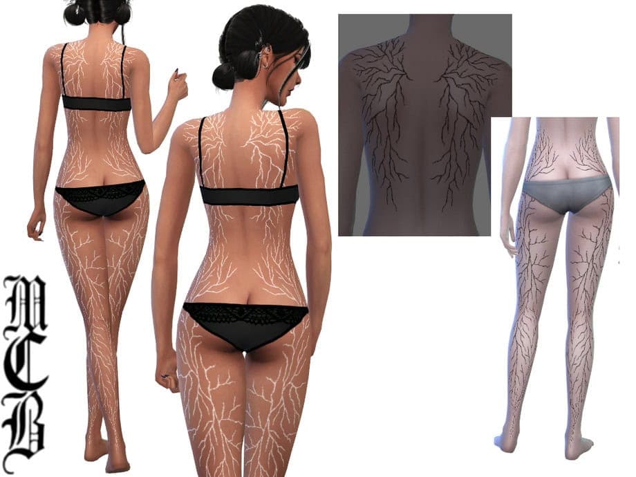 Vampiric Veins Lower Back and Side Of Legs Tattoo