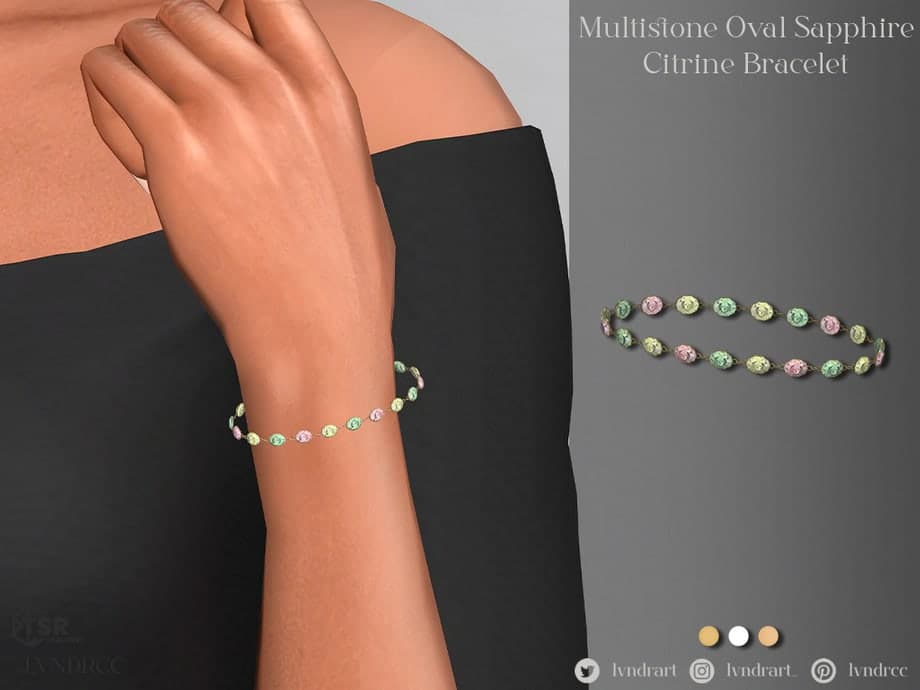 Multistone Oval Sapphire Citrine Bracelet