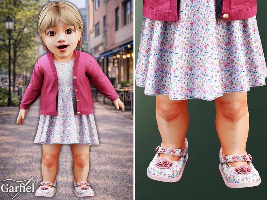 Floral Flats with Rose Strap