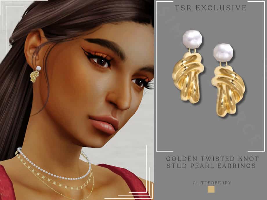 Gold Twisted Knot Pearl Earrings