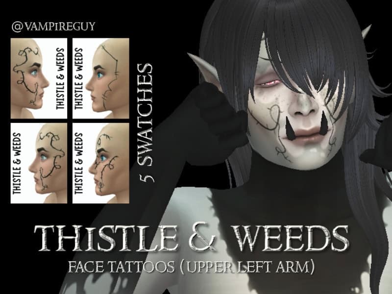 Thistle & Weeds Face Tattoo 01