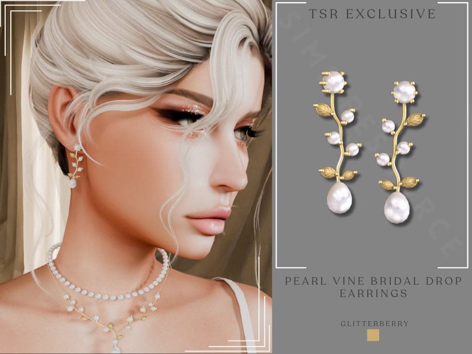 Pearl Vine Bridal Drop Earrings