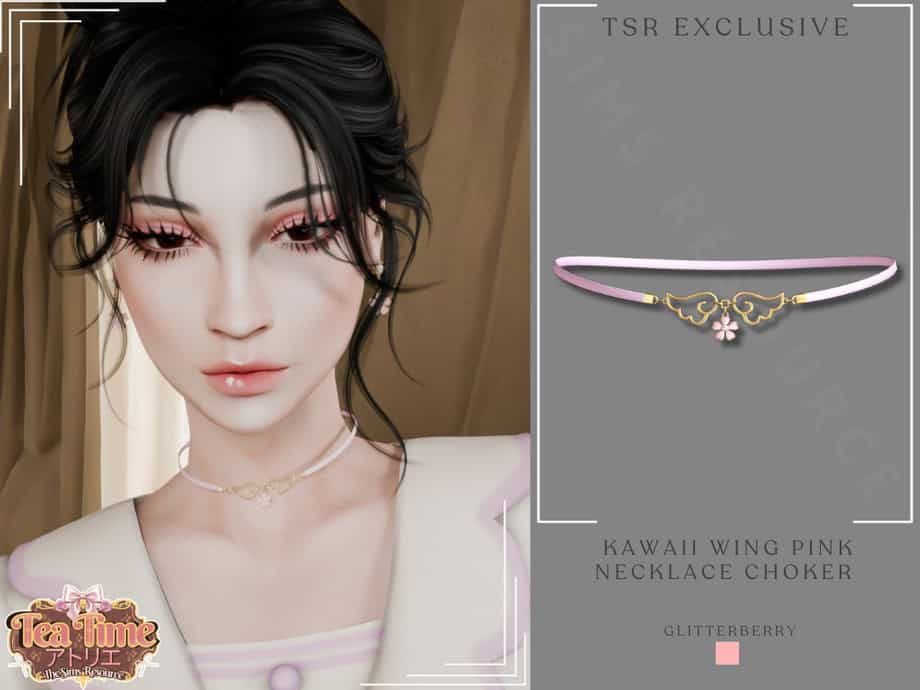 Kawaii Wing Pink Choker Necklace