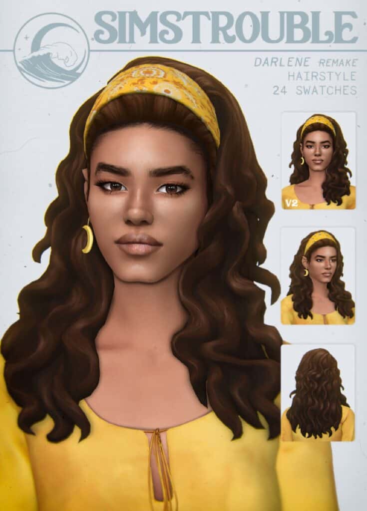 Sims 4 Long Curly Hair with Headband
