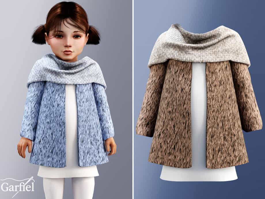 Wool Coat With Matching Scarf Accent