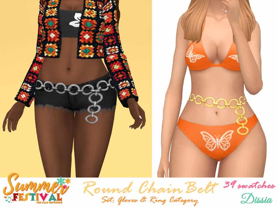 Round Chain Accessory Belt Set