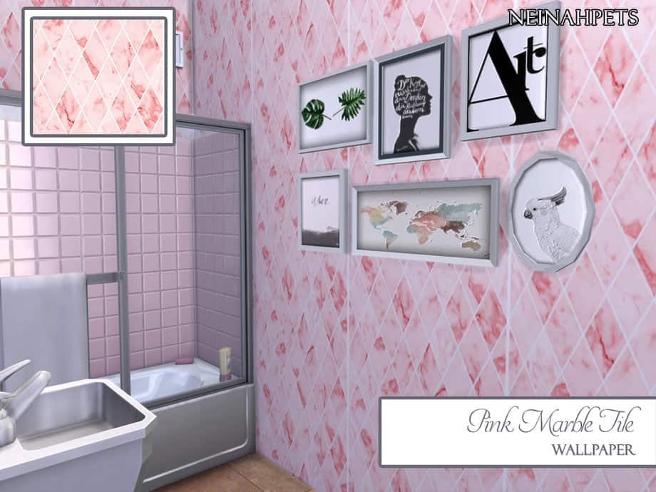 Pink Marble Tile Wall