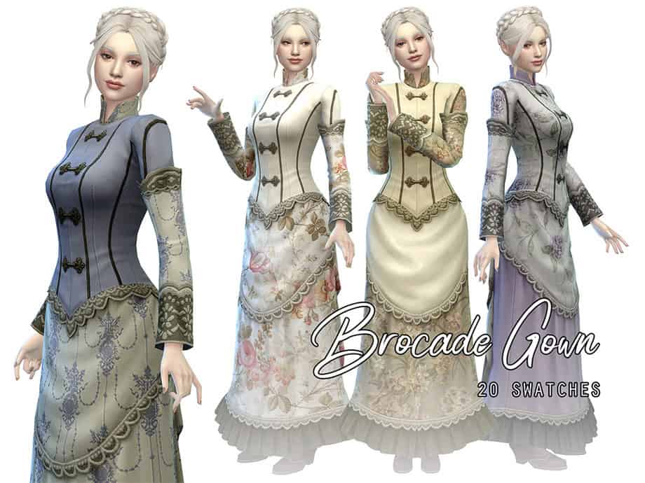 Victorian Silk Brocade Gown