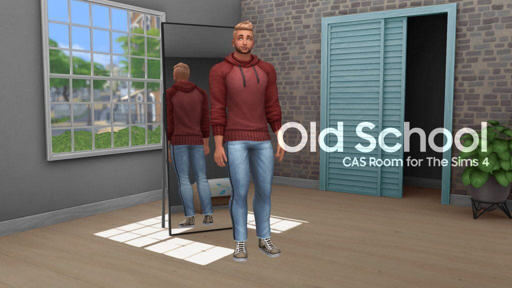 Old School Sims 4 CAS Background with Mirror