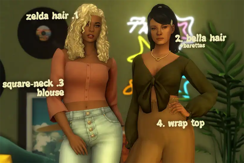 Sims 4 CC Pack with Curly Hair