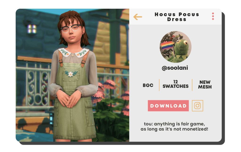 Sims 4 Kids Overalls Dress