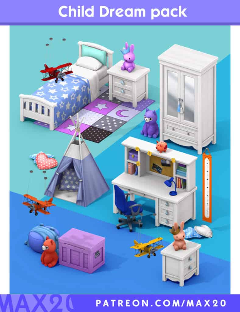 Sims 4 Child Dream Bedroom CC pack