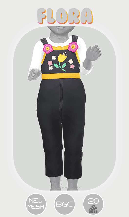 Sims 4 Floral Toddler Overalls