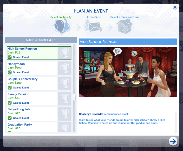 Sims 4 High Schol Reunion Event Mod