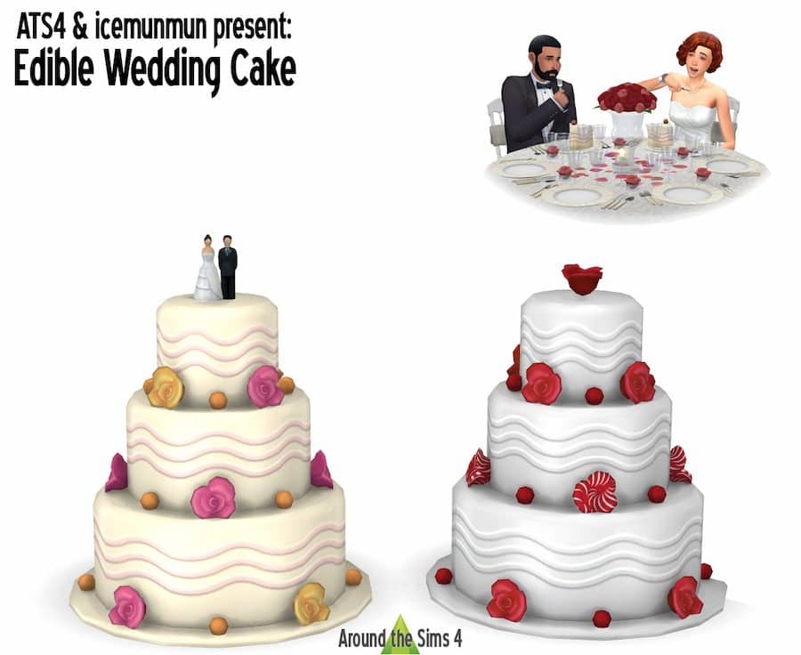 Sims 4 Edible Wedding Cake & CC Wedding Toppers
