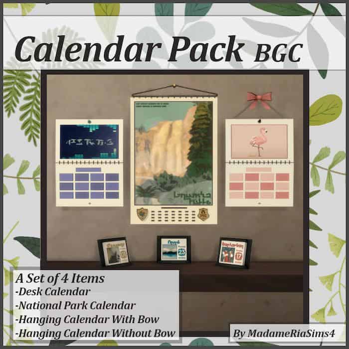 Calendar Decor for Sims 4