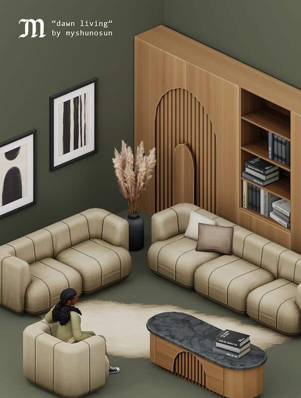 Contemporary Sims 4 Living Room CC