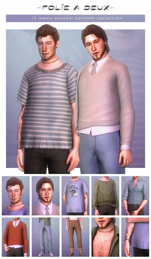 Folie A Deux Sims 4 Male CC Pack