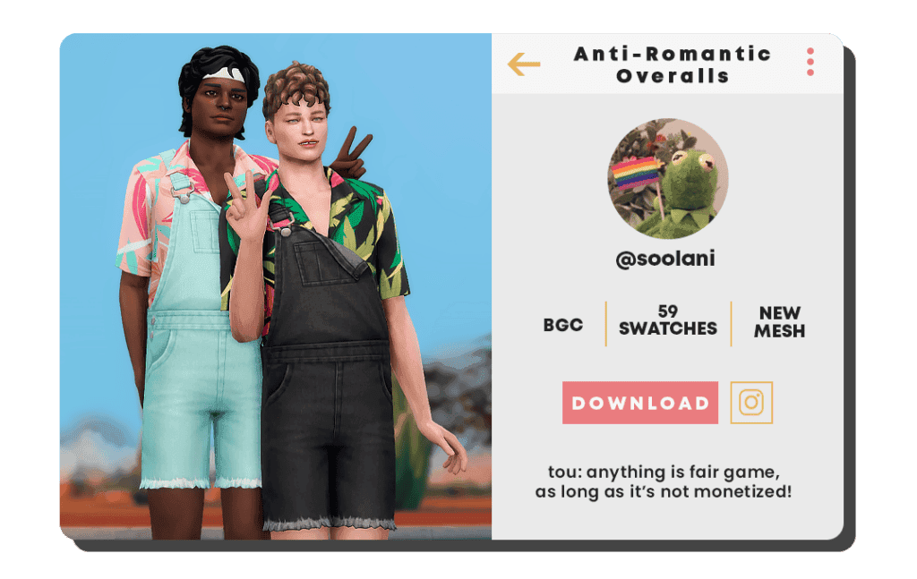 Anti-Romantic Men’s Shorts Overalls