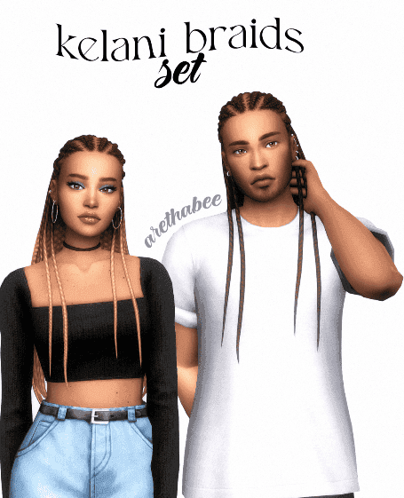 Kelani Braids Black Sims 4 CC