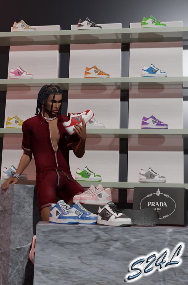 Prada Downtown Leather Sneakers