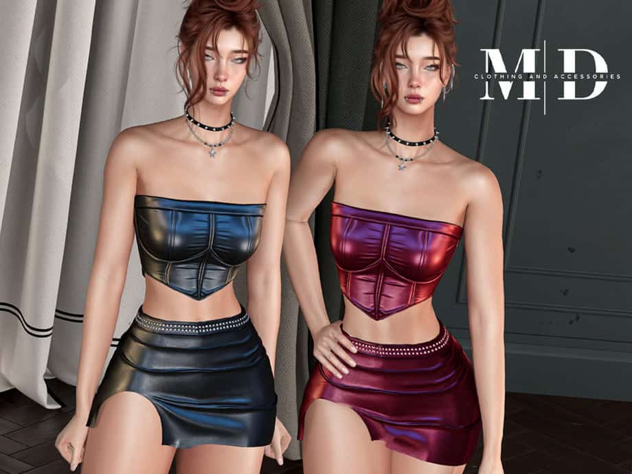 Sofia – Leather Top and Skirt Set