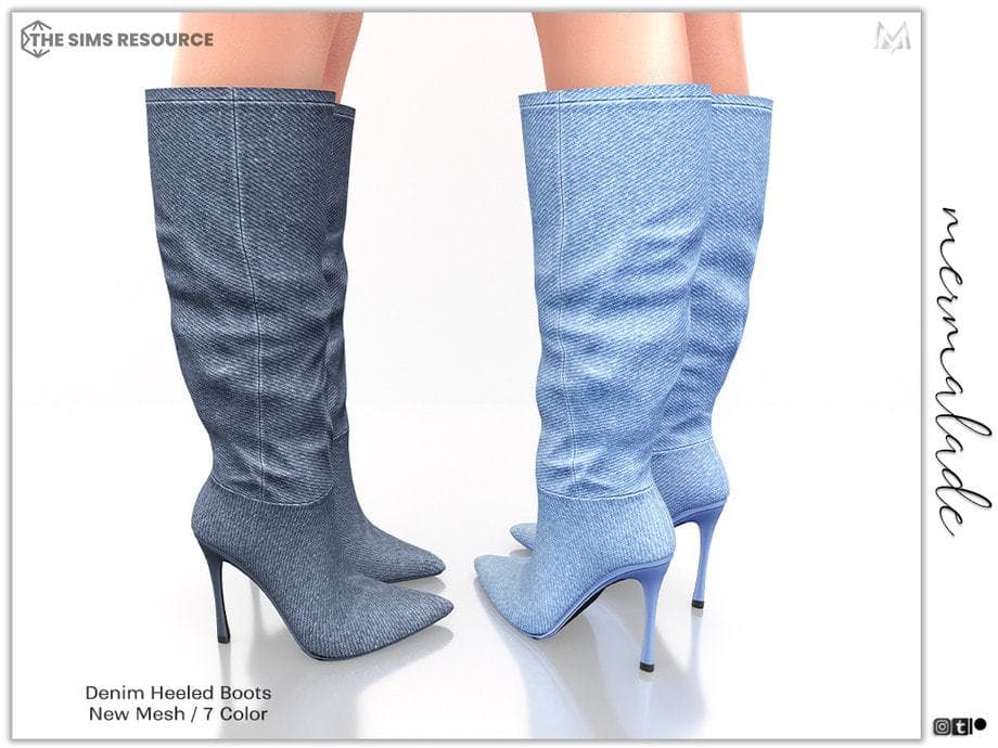 Denim Heeled Boots