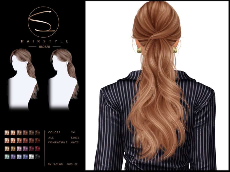 S-Club 080725 Wavy Ponytail Hair
