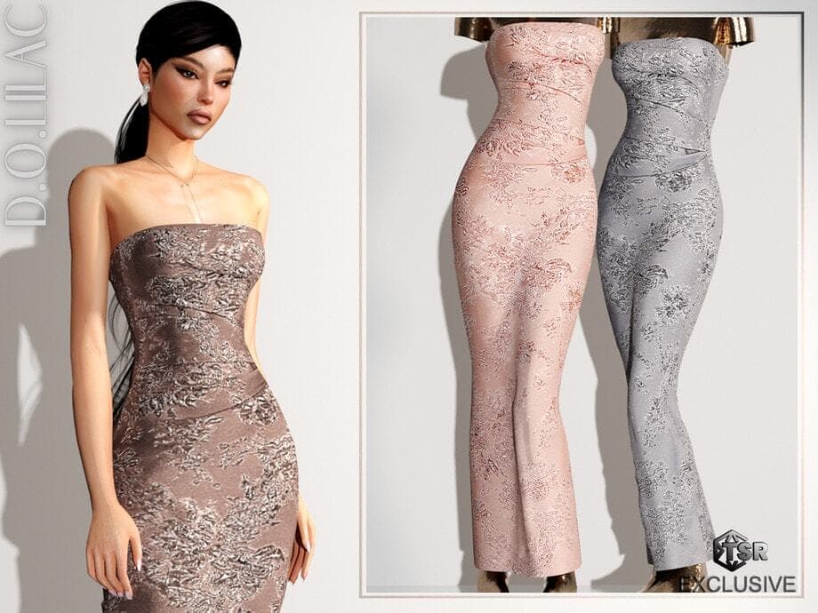 Jacquard Column Gown