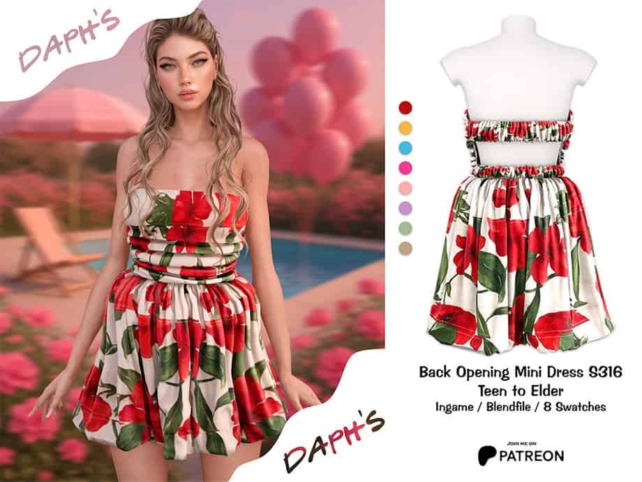 Back Opening Mini Dress