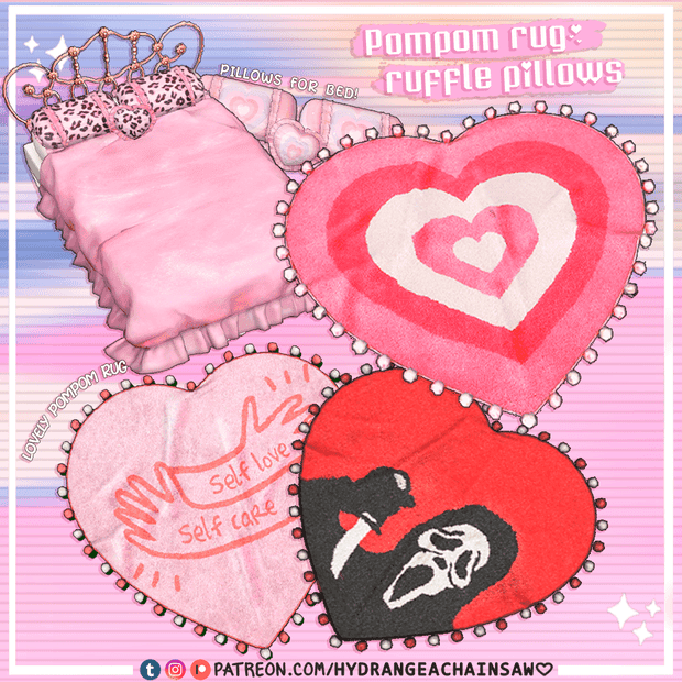 Y2K Dream: Heart Pompom Rug