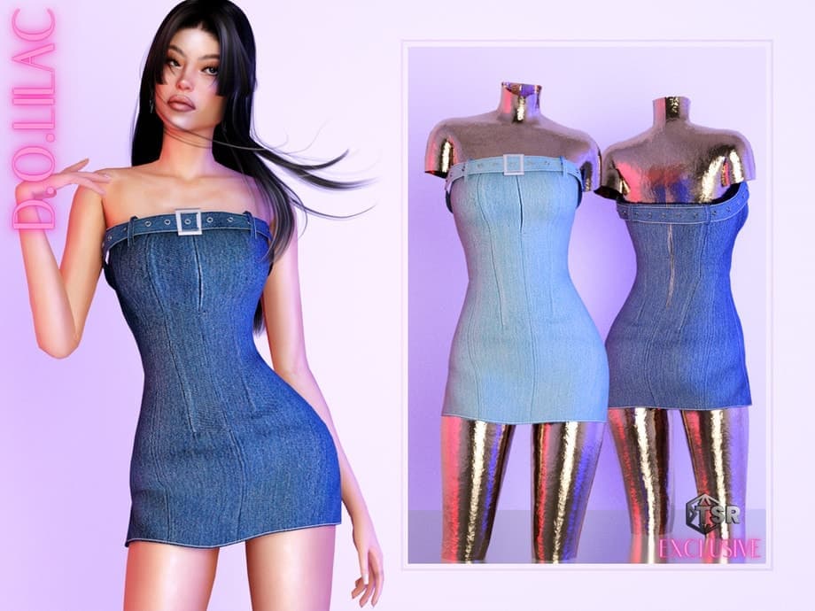 Belted Denim Mini Dress