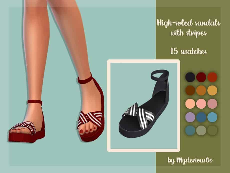 High-Soled Sandals With Stripes