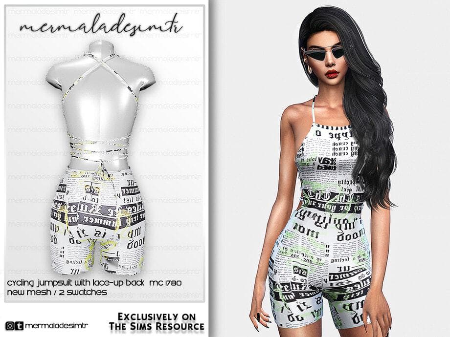 Cycling Jumpsuit with Lace-Up Back