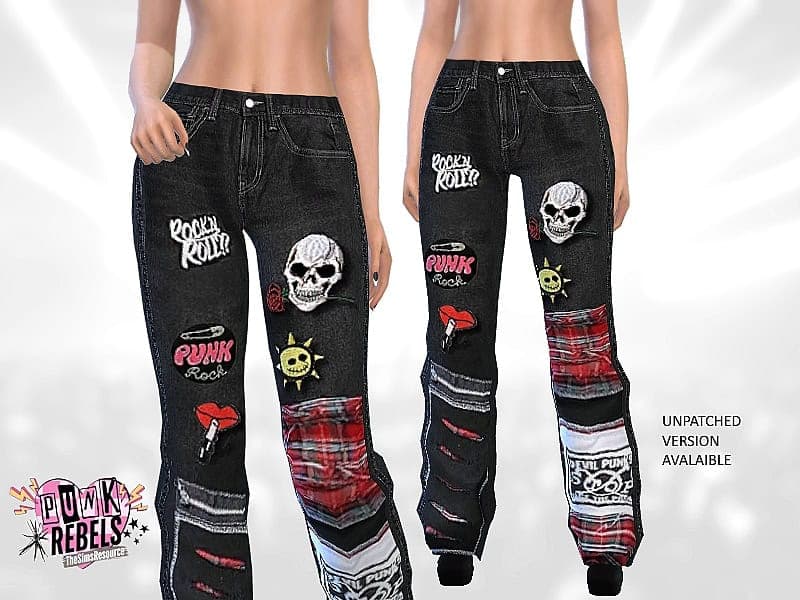 Punk Rebels Patched Jeans