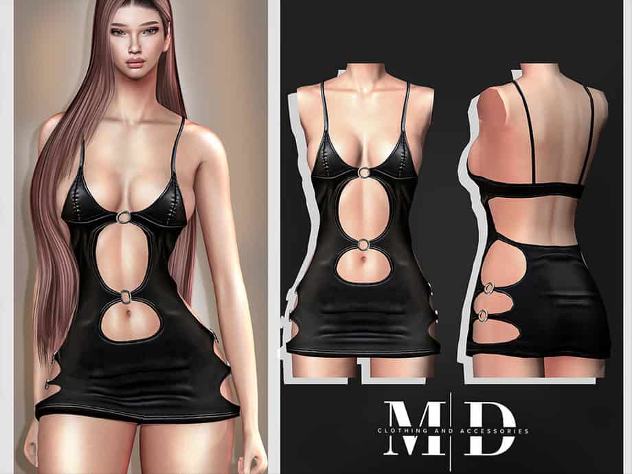 Short Leather Neckline Dress