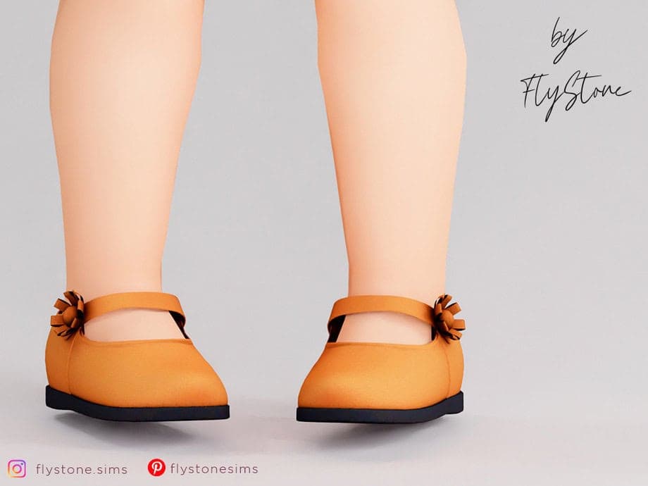Toddler Leather Shiny Flats With Flower