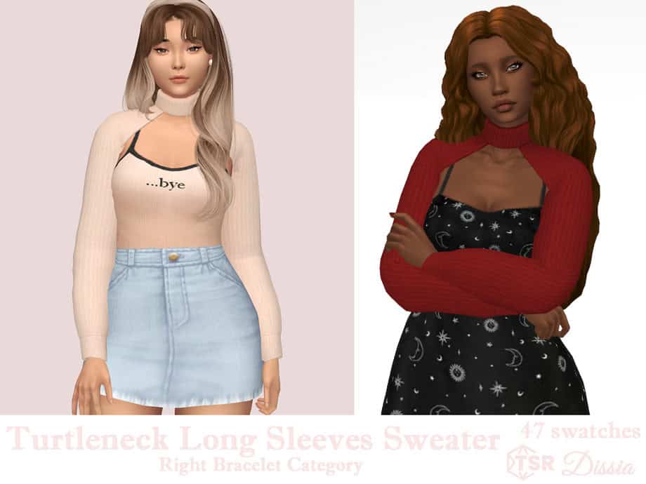 Turtleneck Long-sleeve Accessory Sweater
