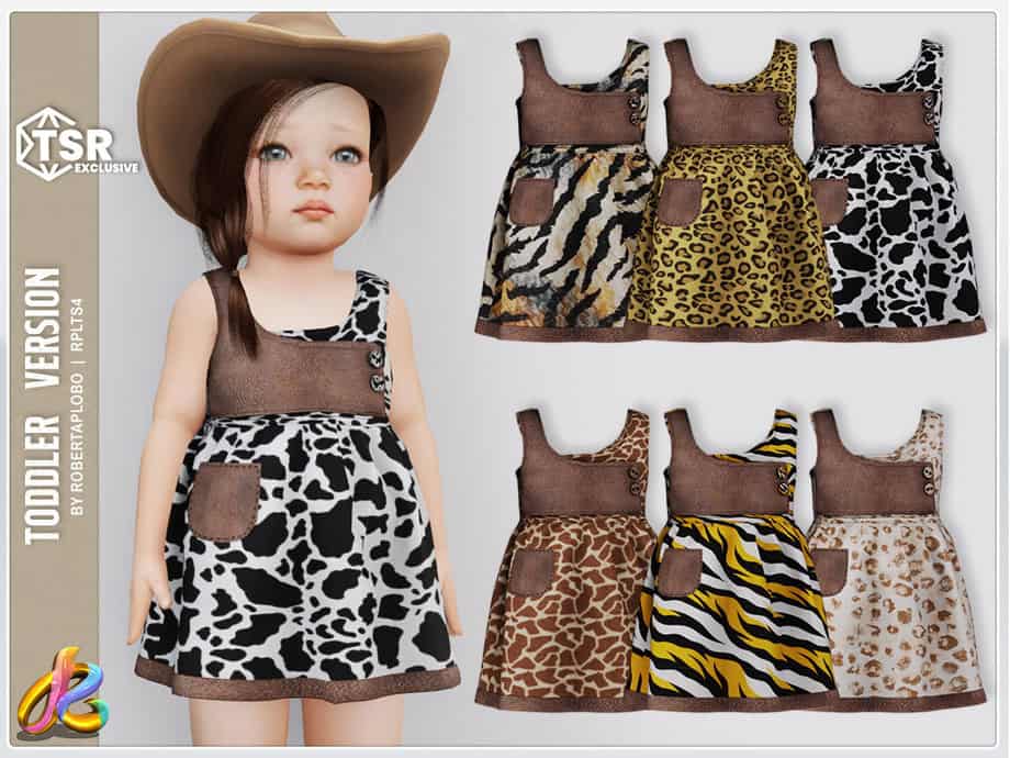 Animal Print Dress With Leather Pocket
