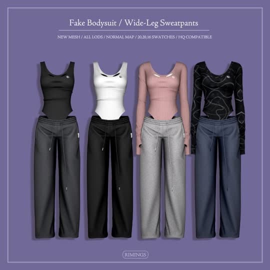 Fake Bodysuit / Wide-Leg Sweatpants