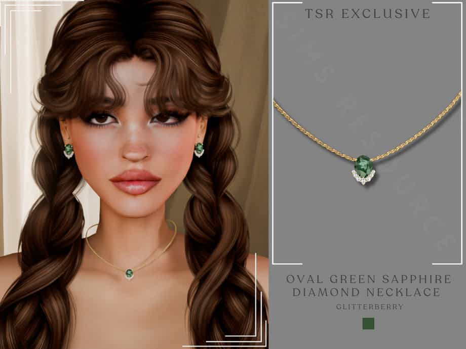 Oval Green Sapphire Diamond Necklace