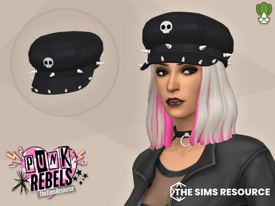 Spiky Leather Flat Cap