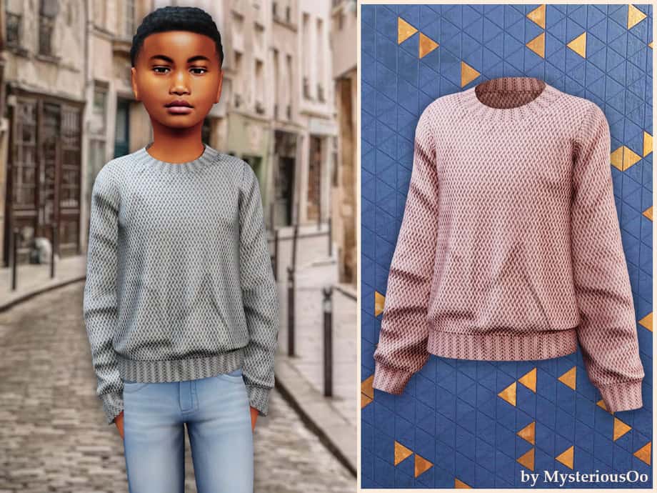 Textured Knit Crewneck Sweater