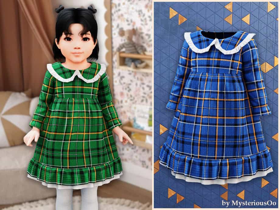 Toddler Plaid Ruffle Collar Dress