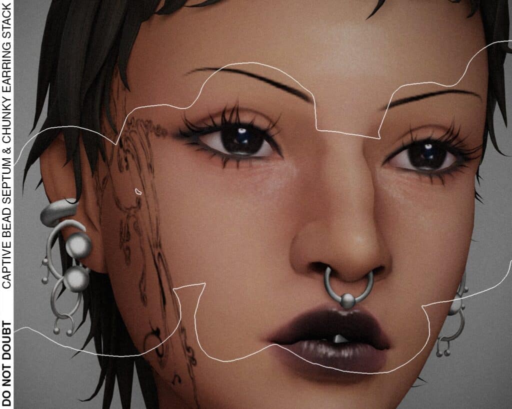 Captive Bead Septum & Chunky Earring Stack