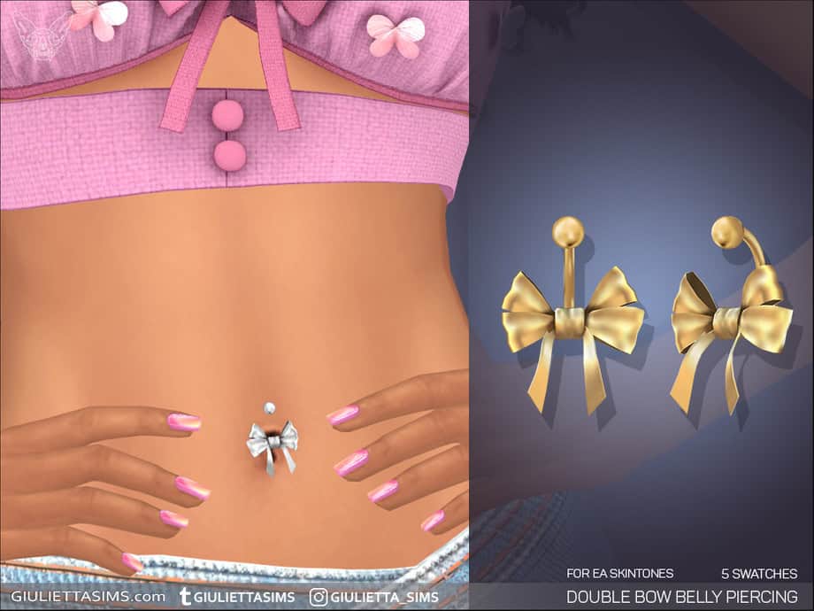 EA Skintones Double Bow Belly Piercing