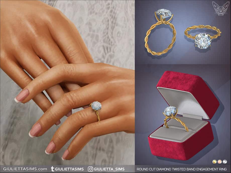 Round Cut Diamond Twisted Ring Set