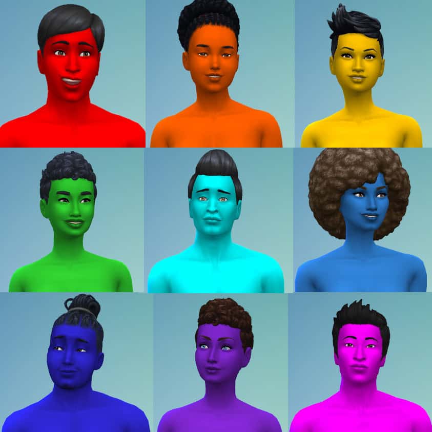 195 Skintones in Rainbow Colors