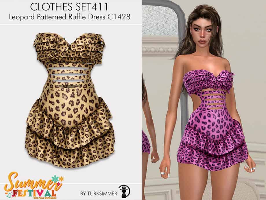 Leopard Patterned Ruffle Dress